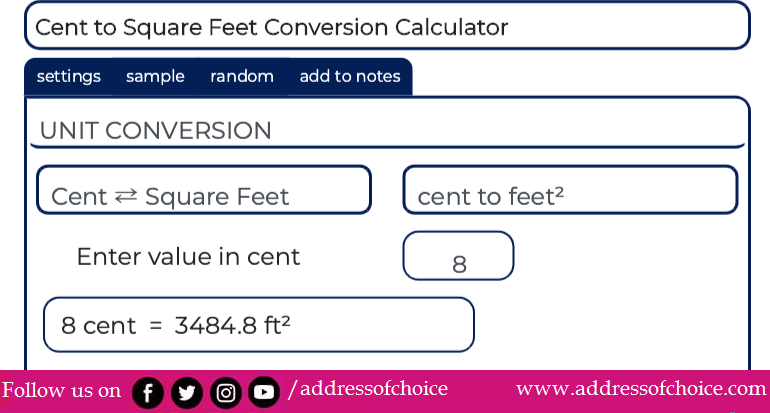 How Many Cents To 1 Square Feet Cent To Sq Ft Calculator