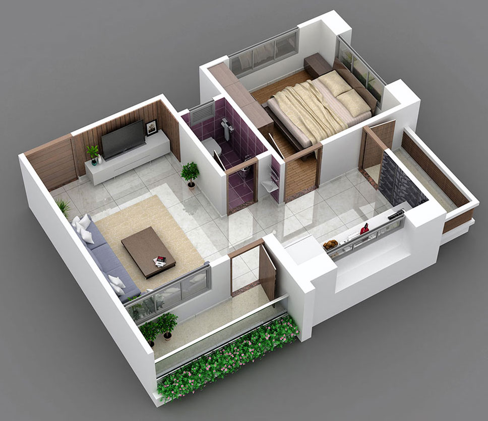 1 Bhk Small House Plan And Sectional Elevation Design Dwg File Cadbull Gambaran