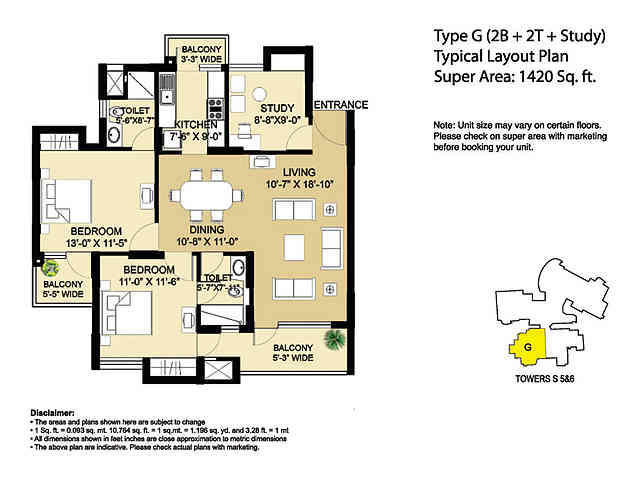 2  BHK - 1420 sqft