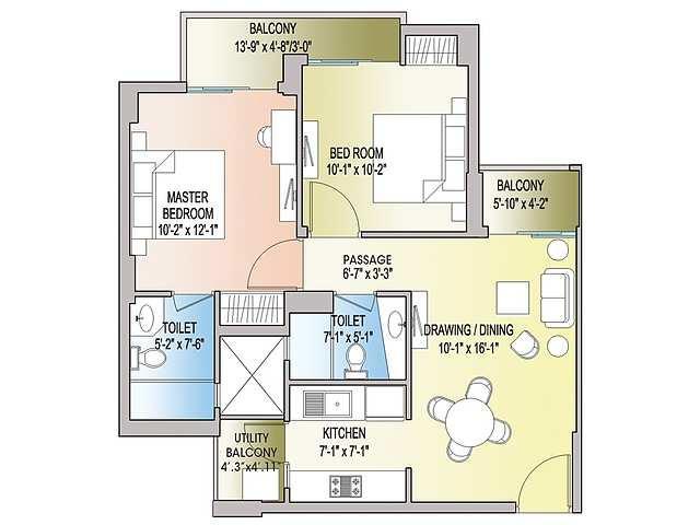 2  BHK - 891 sqft