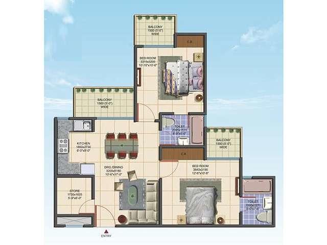 2  BHK - 1035 sqft