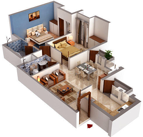 2  BHK - 1050 sqft